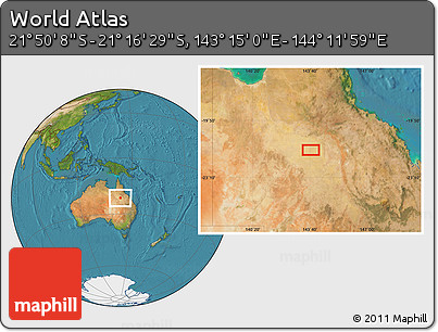 Satellite Location Map of the Area around 21° 33' 19" S, 143° 43' 29" E