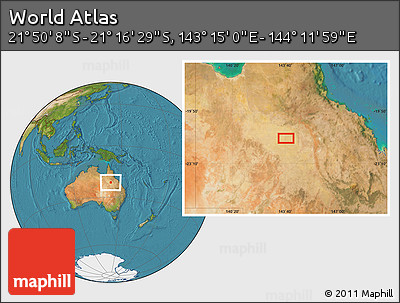 Satellite Location Map of the Area around 21° 33' 19" S, 143° 43' 29" E