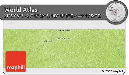 Physical Panoramic Map of the Area around 21° 33' 19" S, 143° 43' 29" E
