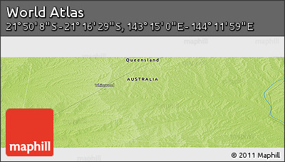 Physical Panoramic Map of the Area around 21° 33' 19" S, 143° 43' 29" E