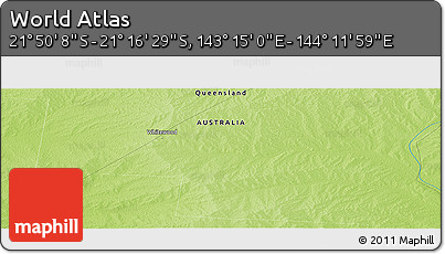 Physical Panoramic Map of the Area around 21° 33' 19" S, 143° 43' 29" E