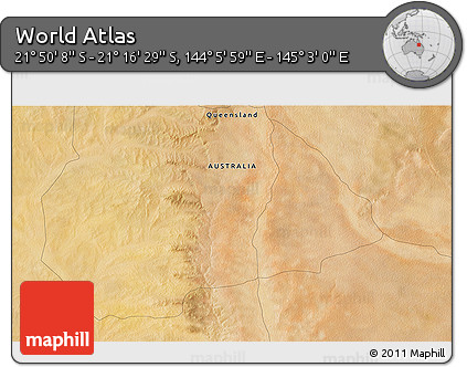 Satellite 3D Map of the Area around 21° 33' 19" S, 144° 34' 29" E