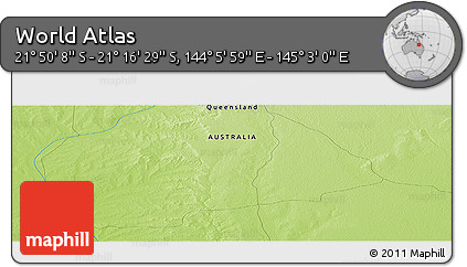 Physical Panoramic Map of the Area around 21° 33' 19" S, 144° 34' 29" E