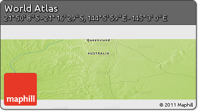 Physical Panoramic Map of the Area around 21° 33' 19" S, 144° 34' 29" E