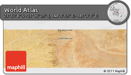 Satellite Panoramic Map of the Area around 21° 33' 19" S, 144° 34' 29" E