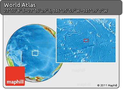 Physical Location Map of the Area around 21° 33' 19" S, 146° 7' 30" W
