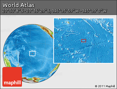 Physical Location Map of the Area around 21° 33' 19" S, 146° 7' 30" W