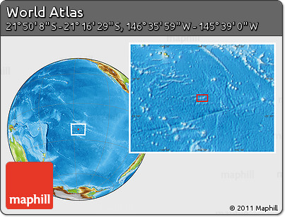 Physical Location Map of the Area around 21° 33' 19" S, 146° 7' 30" W