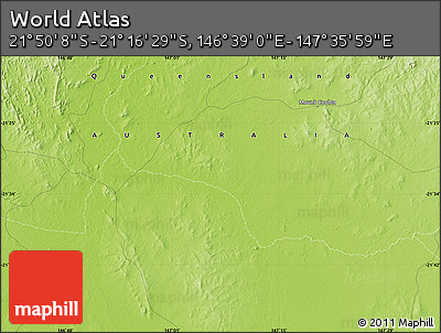 Physical Map of the Area around 21° 33' 19" S, 147° 7' 30" E