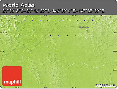 Physical Map of the Area around 21° 33' 19" S, 147° 7' 30" E