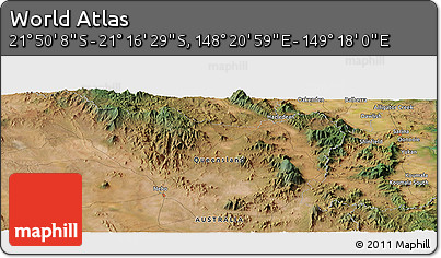 Satellite Panoramic Map of the Area around 21° 33' 19" S, 148° 49' 29" E