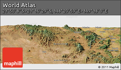 Satellite Panoramic Map of the Area around 21° 33' 19" S, 148° 49' 29" E