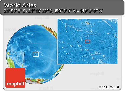 Physical Location Map of the Area around 21° 33' 19" S, 149° 31' 30" W