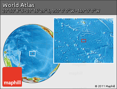Physical Location Map of the Area around 21° 33' 19" S, 149° 31' 30" W