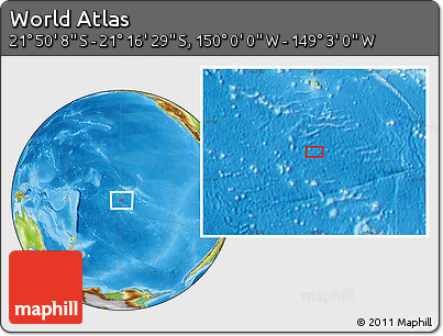 Physical Location Map of the Area around 21° 33' 19" S, 149° 31' 30" W