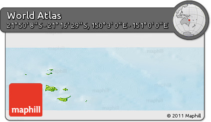Physical Panoramic Map of the Area around 21° 33' 19" S, 150° 31' 30" E