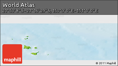 Physical Panoramic Map of the Area around 21° 33' 19" S, 150° 31' 30" E