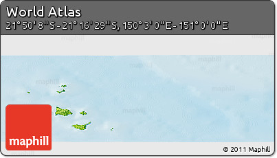 Physical Panoramic Map of the Area around 21° 33' 19" S, 150° 31' 30" E
