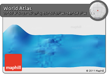 Shaded Relief Panoramic Map of the Area around 21° 33' 19" S, 150° 22' 30" W