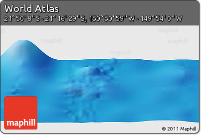 Shaded Relief Panoramic Map of the Area around 21° 33' 19" S, 150° 22' 30" W