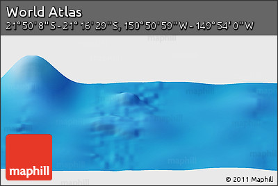 Shaded Relief Panoramic Map of the Area around 21° 33' 19" S, 150° 22' 30" W
