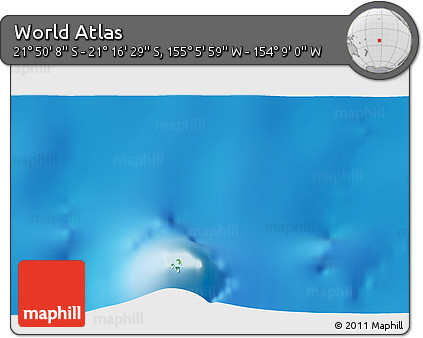Physical 3D Map of the Area around 21° 33' 19" S, 154° 37' 30" W