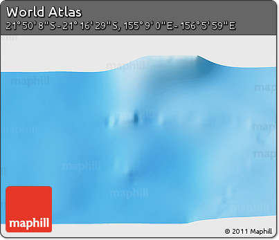 Physical 3D Map of the Area around 21° 33' 19" S, 155° 37' 30" E