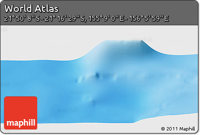 Physical Panoramic Map of the Area around 21° 33' 19" S, 155° 37' 30" E