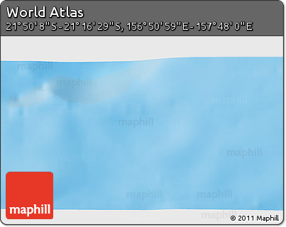 Shaded Relief 3D Map of the Area around 21° 33' 19" S, 157° 19' 29" E