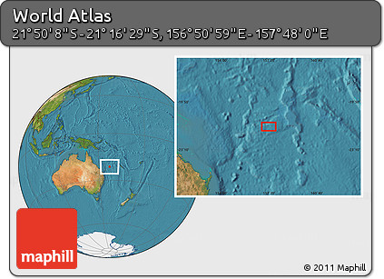 Satellite Location Map of the Area around 21° 33' 19" S, 157° 19' 29" E
