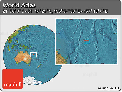 Satellite Location Map of the Area around 21° 33' 19" S, 157° 19' 29" E