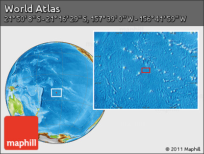Physical Location Map of the Area around 21° 33' 19" S, 157° 10' 30" W