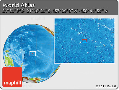 Physical Location Map of the Area around 21° 33' 19" S, 157° 10' 30" W