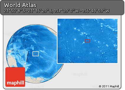 Shaded Relief Location Map of the Area around 21° 33' 19" S, 157° 10' 30" W