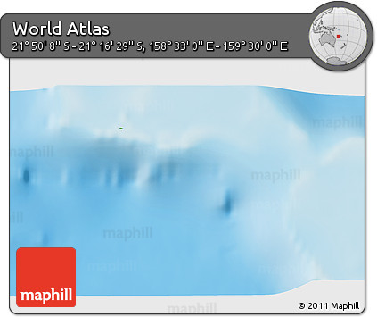 Physical 3D Map of the Area around 21° 33' 19" S, 159° 1' 30" E
