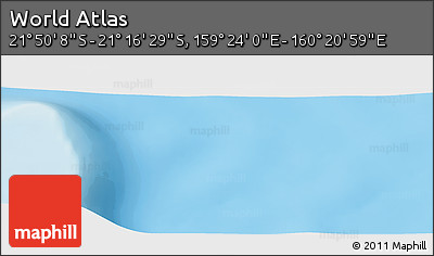 Physical Panoramic Map of the Area around 21° 33' 19" S, 159° 52' 30" E