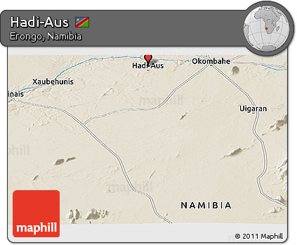 Shaded Relief Panoramic Map of Hadi-Aus