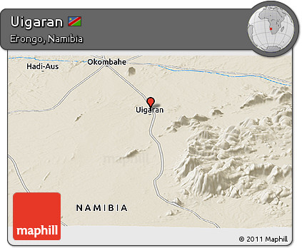 Shaded Relief Panoramic Map of Uigaran