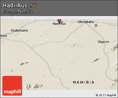 Shaded Relief Panoramic Map of Hadi-Aus