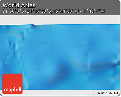 Physical 3D Map of the Area around 21° 33' 19" S, 15° 13' 29" W