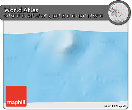 Physical 3D Map of the Area around 21° 33' 19" S, 160° 43' 29" E