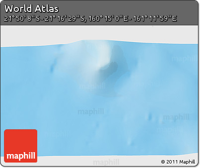 Physical 3D Map of the Area around 21° 33' 19" S, 160° 43' 29" E