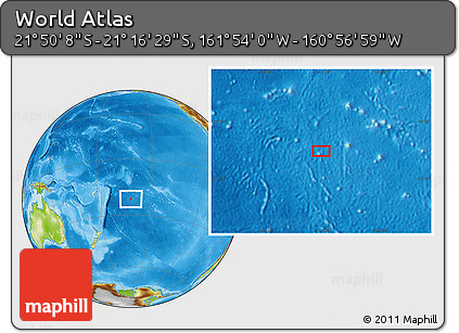 Physical Location Map of the Area around 21° 33' 19" S, 161° 25' 30" W