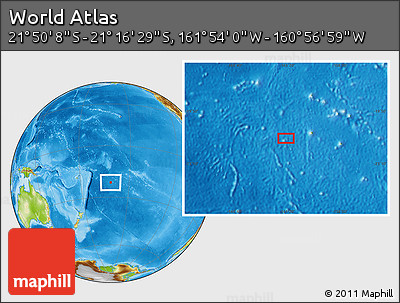 Physical Location Map of the Area around 21° 33' 19" S, 161° 25' 30" W