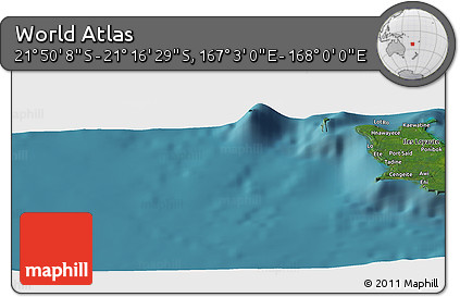 Satellite Panoramic Map of the Area around 21° 33' 19" S, 167° 31' 30" E