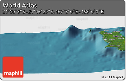 Satellite Panoramic Map of the Area around 21° 33' 19" S, 167° 31' 30" E
