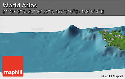 Satellite Panoramic Map of the Area around 21° 33' 19" S, 167° 31' 30" E