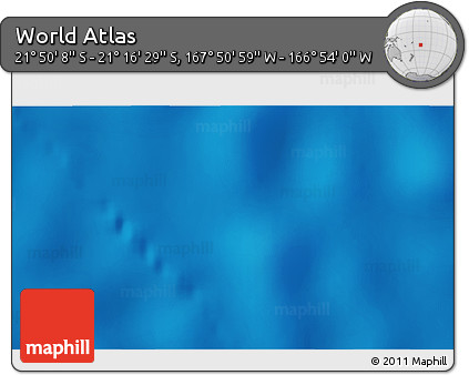 Physical 3D Map of the Area around 21° 33' 19" S, 167° 22' 30" W