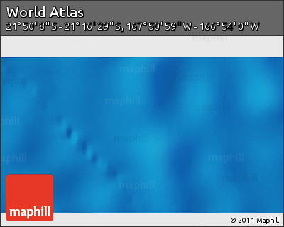Physical 3D Map of the Area around 21° 33' 19" S, 167° 22' 30" W