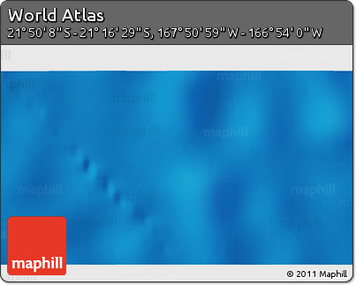 Physical 3D Map of the Area around 21° 33' 19" S, 167° 22' 30" W